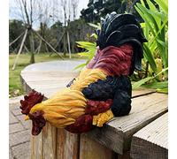 Handsider Garden Statues Cock Art Decoration Rooster Figurine for Yard, Chicken Sculpture Ornaments (Red)