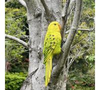Handsider Realistic Parrot Sculpture, Resin Hanging Parrots Garden Statues Lifelike Bird Figurines Landscape Ornament Patio Yard Lawn Figurine Tree Decor, Outdoor Garden Wall Statues (Greenyellow)