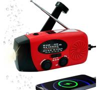 Handsider Wind Up Radio, Solar Emergency FM AM NOAA Portable Radio with SOS Alarm, LED Flashlight, 2000mAh Power Bank USB C Cellphone Charger for Camping Hiking (2000mAh Red)