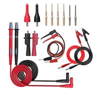 HANDSKIT Multimeter Test Leads Kit, 16 Pieces Testing Lead with Alligator Clips Stackable Banana Plug Test Hook Replaceable Gold-Plated Multimeter Needle Probes and Back Probe Pins