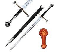 HandSmith™ LOTR Anduril Aragorn Sword of N.a.r.s.i.l with Scabbard and Display Plaque - Handmade Lord of the Rings Medieval Sword