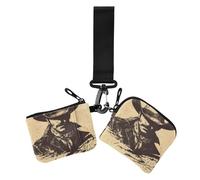 Handsome Black Western Cowboy Silhouette Dual Wristlet Wallets for Women Slim Portable Identity Card Protector with Zipper Coin Pocket for Woman 2 Packs, Handsome black Western cowboy silhouette, One