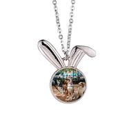 Handsome Dogs Pet Animal Picture Rabbit Necklace Pendant Bunny Animal Jewelry Gift