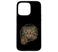 Handsome Domestic Medium Hair Tabby Peeking Through Case for iPhone 15 Pro Max