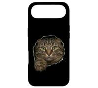 Handsome Domestic Medium Hair Tabby Peeking Through Case for iPhone Air