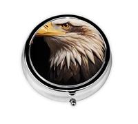 Handsome Eagle Head Mini Round Pill Box, can be Put into Wallet, Pocket, Light and Convenient, 3 Compartment Pill Box, Portable Pill Box,