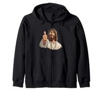 Handsome Jesus Christ with Thumb up Look Zip Hoodie