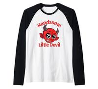 Handsome Little Devil Baby Cartoon Character for Kids Raglan Baseball Tee