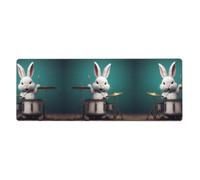 Handsome Little Rabbit Drummer Printing Extra Large Mouse Pad 12x31.5in for Office, Gaming, and Learning - Durable, Comfortable, and Environmentally Friendly