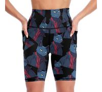 Handsome Meow Cat Yoga Pants Cycling Shorts Leggings for Women Slim Tummy Control Workout Tights S