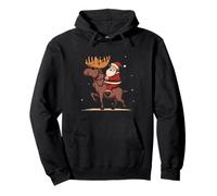 Handsome Moose Rider Costume with Santa Claus Pullover Hoodie