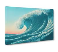 Handsome Ocean Wave Canvas Print | Gallery Wrapped 30mm Frame Wall Art | 30x20 inches | Ready to Hang | Coastal Seascape Picture | Living Room Bedroom Lounge Office