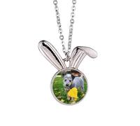 Handsome Puppy Pet Photography Picture Rabbit Necklace Pendant Bunny Animal Jewelry Gift