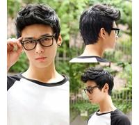 Handsome Sunshine Korean Men's Short Hair Wigs for Men Synthetic Hair Cosplay Wig Curly Boy Natural Hair Headwear-Natural Black-6inches