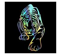 Handsome Tiger Car Stickers Creative Tiger Vinyl Decal Fashion Car Body Window Bumper Trunk Lid Decorative Decal Accessories(Laser,2PCS_17.7X10.4CM)