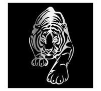Handsome Tiger Car Stickers Creative Tiger Vinyl Decal Fashion Car Body Window Bumper Trunk Lid Decorative Decal Accessories(Silver,1PCS_17.7X10.4CM)