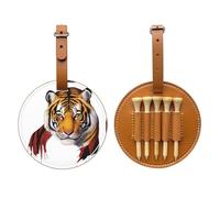Handsome tiger head Brown Printed golf tee storage bag - portable design, easy to organize tee