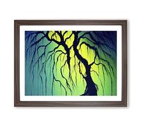 Handsome Weeping Willow Tree Abstract H1022 Framed Print for Living Room Bedroom Home Office Décor, Wall Art Picture Ready to Hang, Walnut A3 Frame (46 x 34 cm)