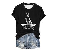 Handstand Casual Shirt Short Sleeve If The Hat Halloween Witch Hats Women's Crew Neck T Shirt Top O Black