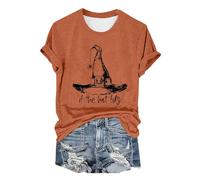 Handstand Casual Shirt Short Sleeve If The Hat Halloween Witch Hats Women's Crew Neck T Shirt Top O Gold