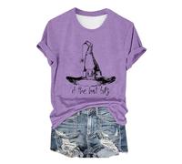 Handstand Casual Shirt Short Sleeve If The Hat Halloween Witch Hats Women's Crew Neck T Shirt Top O Purple