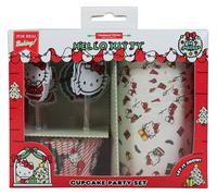 Handstand Kitchen Hello Kitty Holiday Cupcake Party Set with Decorative Cupcake Cups, Baking Liners and Cupcake Toppers