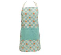 Handstand Kitchen Smoko Tayto Potato Kawaii 100% Cotton Apron with Tie Back, Large Front Pocket - Teal Check