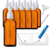 HandsUnity 100ml-12pcs Pipette Glass Bottle - Amber Glass Pharmacy Jar Set with White Pipette Cap includes 29pcs Auxiliary Accessories Brown Glass Bottles
