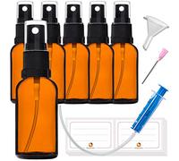 HandsUnity 6 Pack Amber Glass Spray Bottles with Atomizer Set of 17 Pharmacy Bottles with Black Amber Glass Atomizer with Black Spray Bottle
