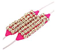 HANDTECHINDIA Dancing Bells Ghungroo Pair Indian Classical Dance Accessories Ghungroo with Colored Cushion Pad Best Dance Metal Brass Anklets Bells Ghunghroo Pad (Pink, Triple Line)