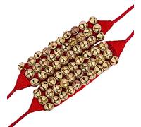 HANDTECHINDIA Dancing Bells Ghungroo Pair Indian Classical Dance Accessories Ghungroo with Colored Cushion Pad Best Dance Metal Brass Anklets Bells Ghunghroo Pad (Red, Triple Line)