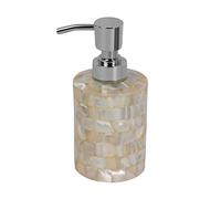 HANDTECHINDIA Mother of Pearl Bathroom Accessories Set with Round Soap Dispenser | Handmade Shell Inlay Farmhouse Bathroom Décor | Luxury Countertop Organizer for Apartment, Guest Bath & Restroom