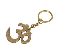 HANDTECHINDIA Symbol OM Brass Keychain Keyring Spiritual Gift Aum Keychain for Car, Bike, Home Lock Key Luggage Bag Wardrobe Locker Keys Golden