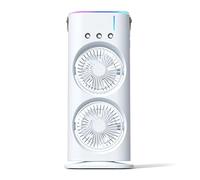 Handventilator - Ragbarer Ventilator Mit Wasserkühlung | Ventilatore Nebulizzante Portatile | Raffreddamento Aria Evaporativo Device with Doppia Ventola, Umidificatore Portatile Con Luce LED,