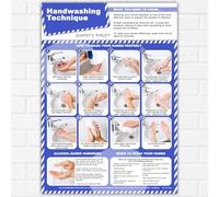 Handwashing Technique Poster A3 - Hand Washing Guide - Hygiene & Infection Control Chart - Workplace, Kitchen & School Safety Poster