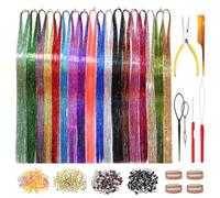 HandWig Tinsel Hair Tools Kit, 18 Colors, 4500 Strands, 47 Inches, Heat Resistant,Colorful Glitter Hair Tinsel Extensions for Women Kids Girls (Boxed)