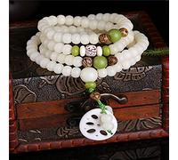 Handwork 108 Buddhist Beads White Bodhi Natural Smooth Materials Exquisite Jewelry Gifts for Unisex (Metal Color : B)