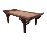 HandWoven Bamboo & Solid Wood Japanese Low Coffee Table Unique 18x9x6in Furniture for Bedside Picnic Meditation Altar Plant Display Traditional Home Decor