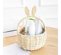 Handwoven Bunny Easter Basket with Detachable Ears & Name Tag, Personalized Cotton Rope Basket for Kids Egg Hunt, Party Favours, Nursery Storage & Easter Gifts (Beige)