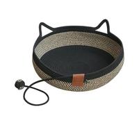 Handwoven Cat Bed Basket with Scratch Pad Hammock and Hanging Toy Ball for Kittens Dorm Room Apartment- S