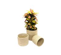 Garden Gear Chia Seagrass Planter Basket Indoor Planter with Interior Plastic Coating Hiding Plastic Pots 3 Pack (Grey Sand Seagrass + Jute Planter)
