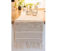 Handwoven Cotton Table Runner - 188 x 35cm - Natural Rustic Dining Table Decor - Soft Textured Finish - Neutral Colour
