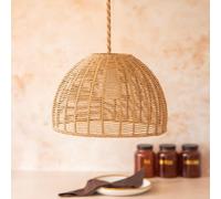 Handwoven Dome Pendant Lampshade Natural Rattan-Style Ceiling Light Shade in Tight Weave Design Boho, Coastal & Minimalist Home Decor (H 23cm x W 29cm) (1)