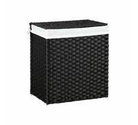 Handwoven Double Laundry Hamper, Black