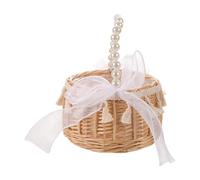Handwoven Flower Basket with Arched Handle Girl for Weddings