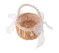 Handwoven Flower Girl Basket with Arched Handle for Weddings