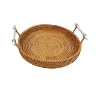 Handwoven Fruit Storage Baskets Wicker Storage Bowls Storage Bin Food Plate Bread Tray Snack Serving Tray for Breakfast Decor, S