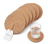 Handwoven Grass Placemats Set of 6 Round Natural Woven Table Mats Heat Resistant Non Slip Dining Placemats for Kitchen Table Farmhouse Home Decor (10 cm / 3.9 in Coaster)