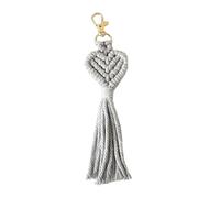 Handwoven Heart Tassels Keychain with Rotating Lobster Claws Clip Crochet Yarn Holder for Backpacks Bag Decoration Cotton Keyring