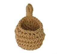 Handwoven Jute Rope Hanging Wall Basket for Vegetables and Fruits, Cotton Cord Storage Holder, Breathable Kitchen Organizer, Rustic Farmhouse Style, Wall-Mounted Fruit Hanging(A（14X21.5CM）)